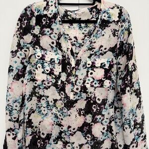 Parker Silk Floral Pattern Blouse - Size M